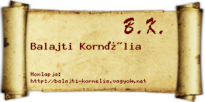 Balajti Kornélia névjegykártya
